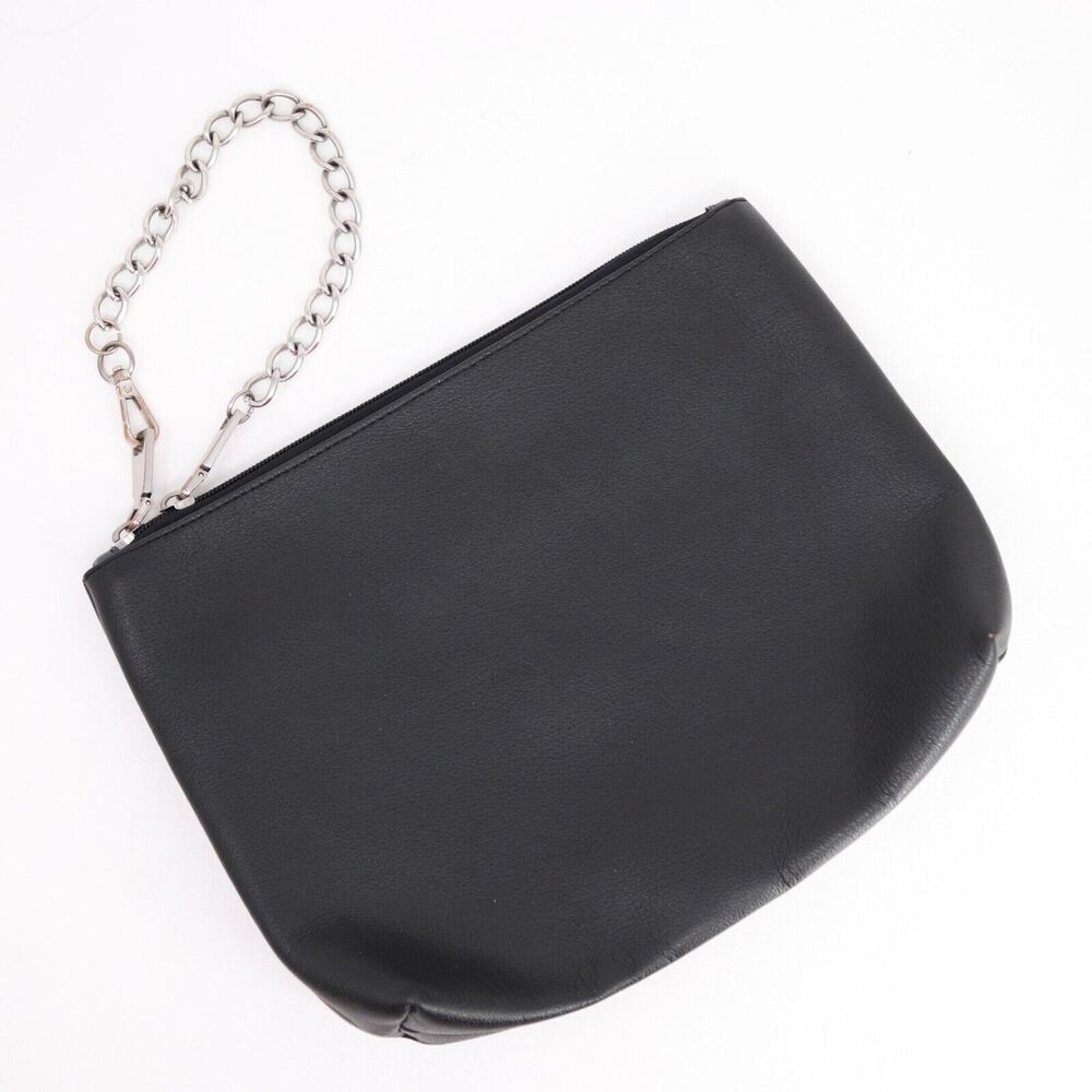 Forever 21 Handbag Women Black Faux Leather Pouch Zip Wristle Purse Shoulder Bag